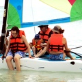 Travis, Nicolas, Chris, and Julie sailing