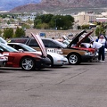 Car show the day before the race.  Please add comments to identify the cars and/or owners.